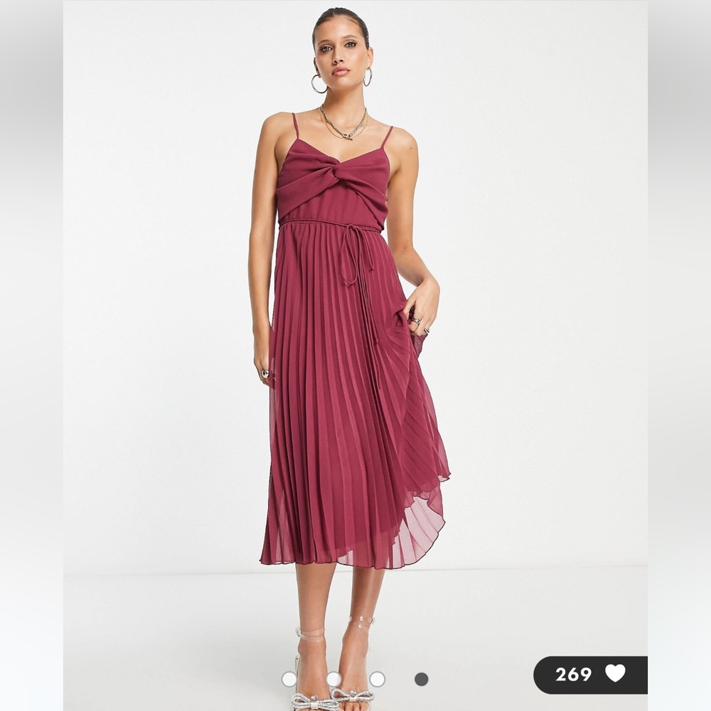 ASOS midi twist front pleated mini dress
